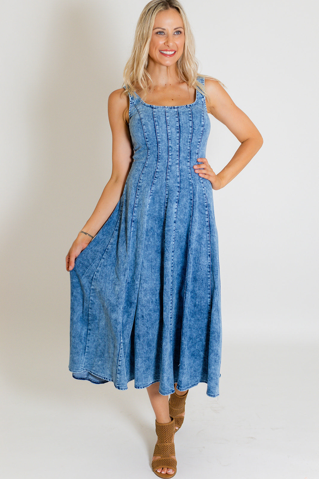 GEORGIE DENIM MIDI DRESS