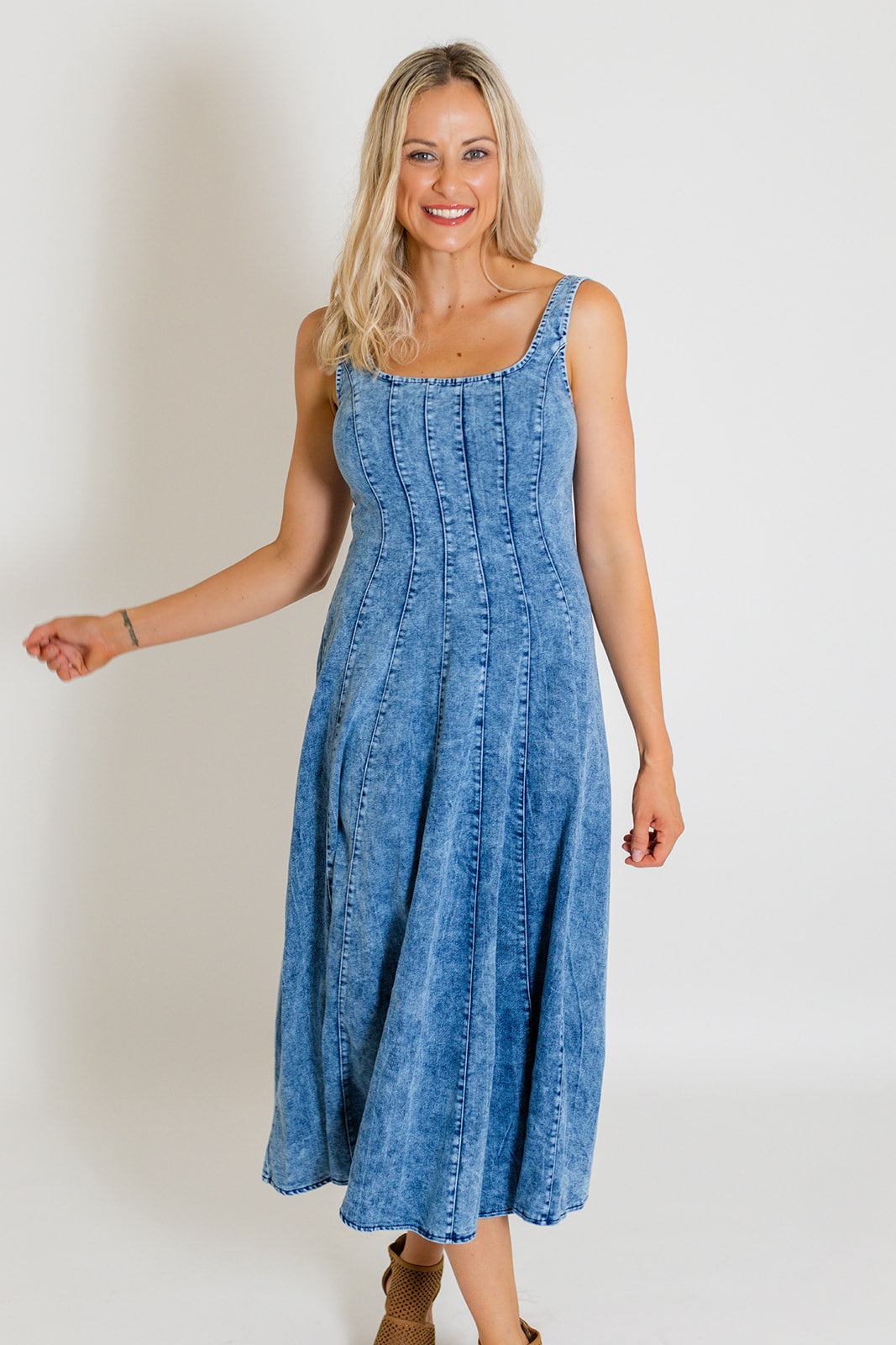 GEORGIE DENIM MIDI DRESS